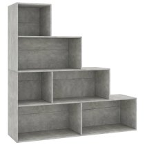 Carus Wooden Bookcase With 6 Shelves In Concrete Effect