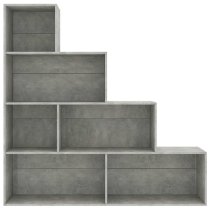 Carus Wooden Bookcase With 6 Shelves In Concrete Effect