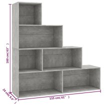 Carus Wooden Bookcase With 6 Shelves In Concrete Effect