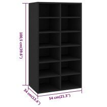 Acciai Wooden Shoe Storage Rack With 12 Shelves In Black