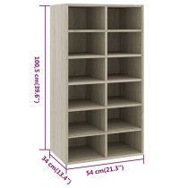 Acciai Wooden Shoe Storage Rack With 12 Shelves In Sonoma Oak