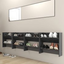 Adkins Wooden Wall Mounted Shoe Storage Rack In Grey