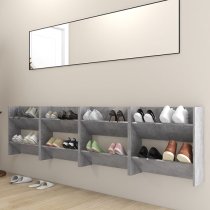 Adkins Wooden Wall Mounted Shoe Storage Rack In Concrete Effect