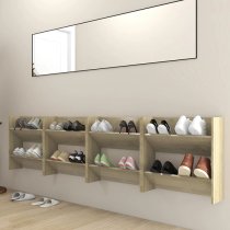 Adkins Wooden Wall Mounted Shoe Storage Rack In Sonoma Oak