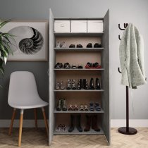 Daithi Wooden Shoe Storage Cabinet In Concrete Effect