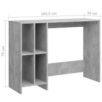 Becker Wooden Laptop Desk With 4 Shelves In Concrete Effect