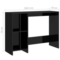 Becker High Gloss Laptop Desk With 4 Shelves In Black