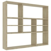 Deus Wooden Wall Shelf With 10 Compartments In Sonoma Oak