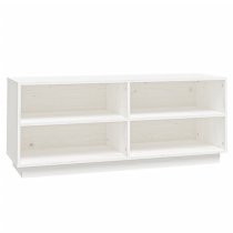 Boris Pinewood Shoe Storage Bench With Shelves In White