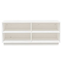 Boris Pinewood Shoe Storage Bench With Shelves In White