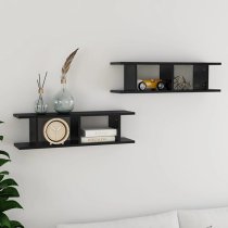 Devlin Set Of 2 High Gloss Wall Shelf In Black