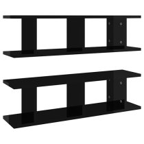 Devlin Set Of 2 High Gloss Wall Shelf In Black