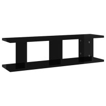 Devlin Set Of 2 High Gloss Wall Shelf In Black