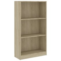 Masato 3-Tier Wooden Bookshelf In Sonoma Oak