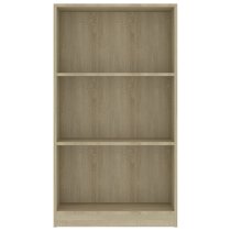 Masato 3-Tier Wooden Bookshelf In Sonoma Oak