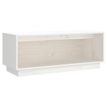 Lazaro Solid Pinewood TV Stand With Undershelf In White