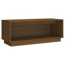 Lazaro Solid Pinewood TV Stand With Undershelf In Honey Brown