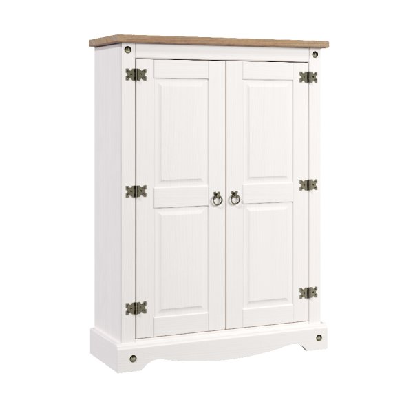 Consett Wooden Cupboard With 2 Doors In White And Oak