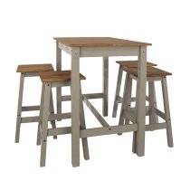 Consett Linea Wooden Breakfast Table And 4 High Stools In Grey