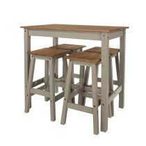 Consett Linea Wooden Breakfast Table And 4 High Stools In Grey