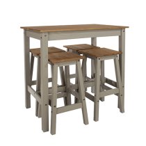 Consett Linea Wooden Breakfast Table And 4 High Stools In Grey