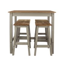 Consett Linea Wooden Breakfast Table And 4 High Stools In Grey