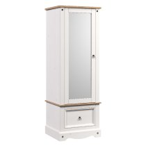 Consett Wooden Wardrobe With 1 Door 1 Drawer In White And Oak