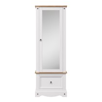 Consett Wooden Wardrobe With 1 Door 1 Drawer In White And Oak