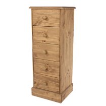 Calixto Wooden Narrow Chest Of 5 Drawers In Oak