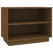 Ochoa Solid Pinewood Shoe Storage Bench In Honey Brown