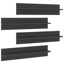 Takashi Set Of 4 High Gloss Wall Shelf In Grey