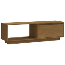 Quana Pinewood TV Stand With 1 Door 1 Shelf In Honey Brown