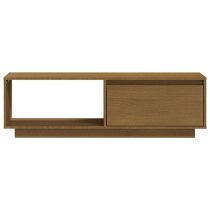 Quana Pinewood TV Stand With 1 Door 1 Shelf In Honey Brown