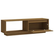 Quana Pinewood TV Stand With 1 Door 1 Shelf In Honey Brown