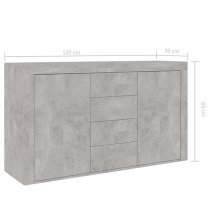 Einar Wooden Sideboard With 2 Door 4 Drawer In Concrete Effect