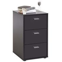 Berny Wooden Bedside Cabinet With 3 Drawers In Black