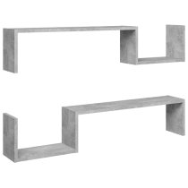 Arzon Set Of 2 Wooden Wall Shelf In Concrete Effect