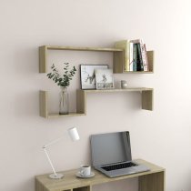 Arzon Set Of 2 Wooden Wall Shelf In Sonoma Oak