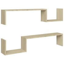 Arzon Set Of 2 Wooden Wall Shelf In Sonoma Oak