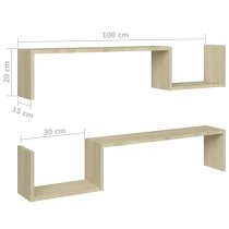 Arzon Set Of 2 Wooden Wall Shelf In Sonoma Oak