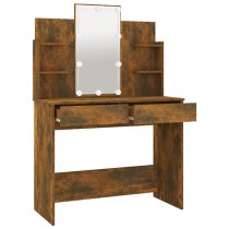 Cielle Wooden Dressing Table In Smoked Oak With LED Lights