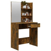 Basile Wooden Dressing Table With Mirror In Smoked Oak