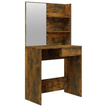 Basile Wooden Dressing Table With Mirror In Smoked Oak