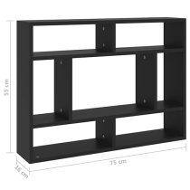 Eissa Rectangular Wooden Wall Shelf In Black