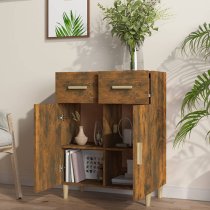 Cartier Wooden Sideboard With 2 Doors 2 Drawers In Smoked Oak