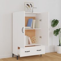 Narvel Wooden Highboard With 2 Doors 1 Drawer In White