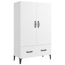 Narvel Wooden Highboard With 2 Doors 1 Drawer In White