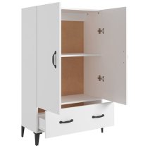 Narvel Wooden Highboard With 2 Doors 1 Drawer In White