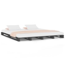 Urika Solid Pine Wood Small Double Bed In Grey