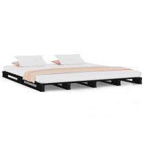 Urika Solid Pine Wood Small Double Bed In Black